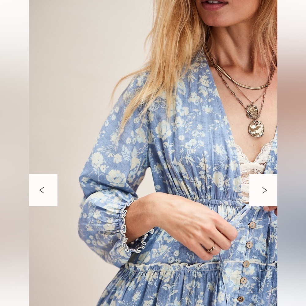 Free People Pappiet Midi Dress Small Color: Bluebell Combo NWT - Picture 4 of 7